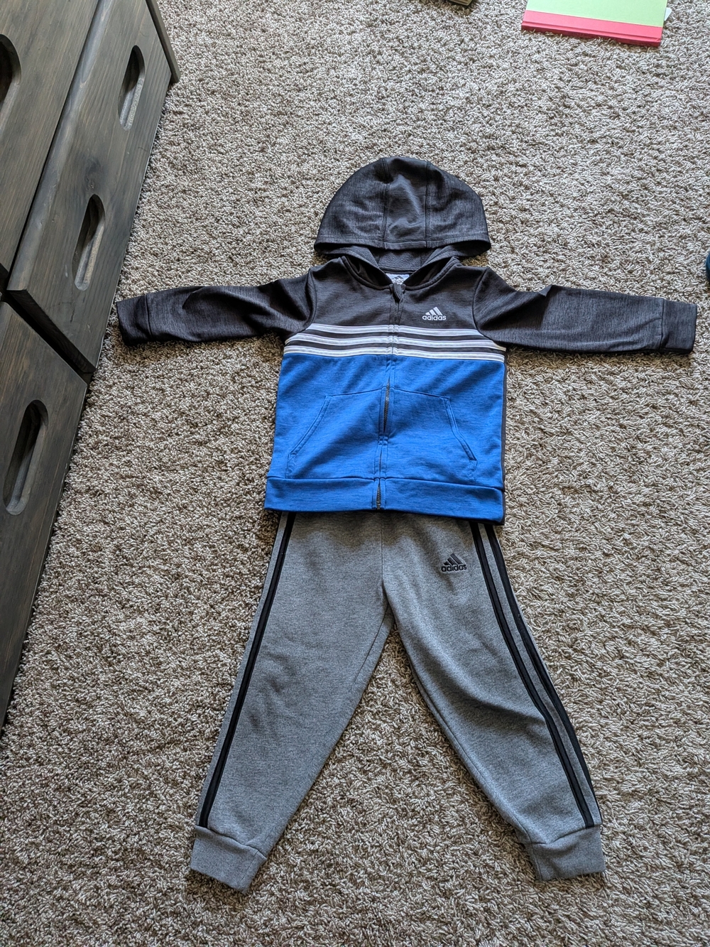 adidas Kids Hoodie & Jogger Set in Blue and Gray